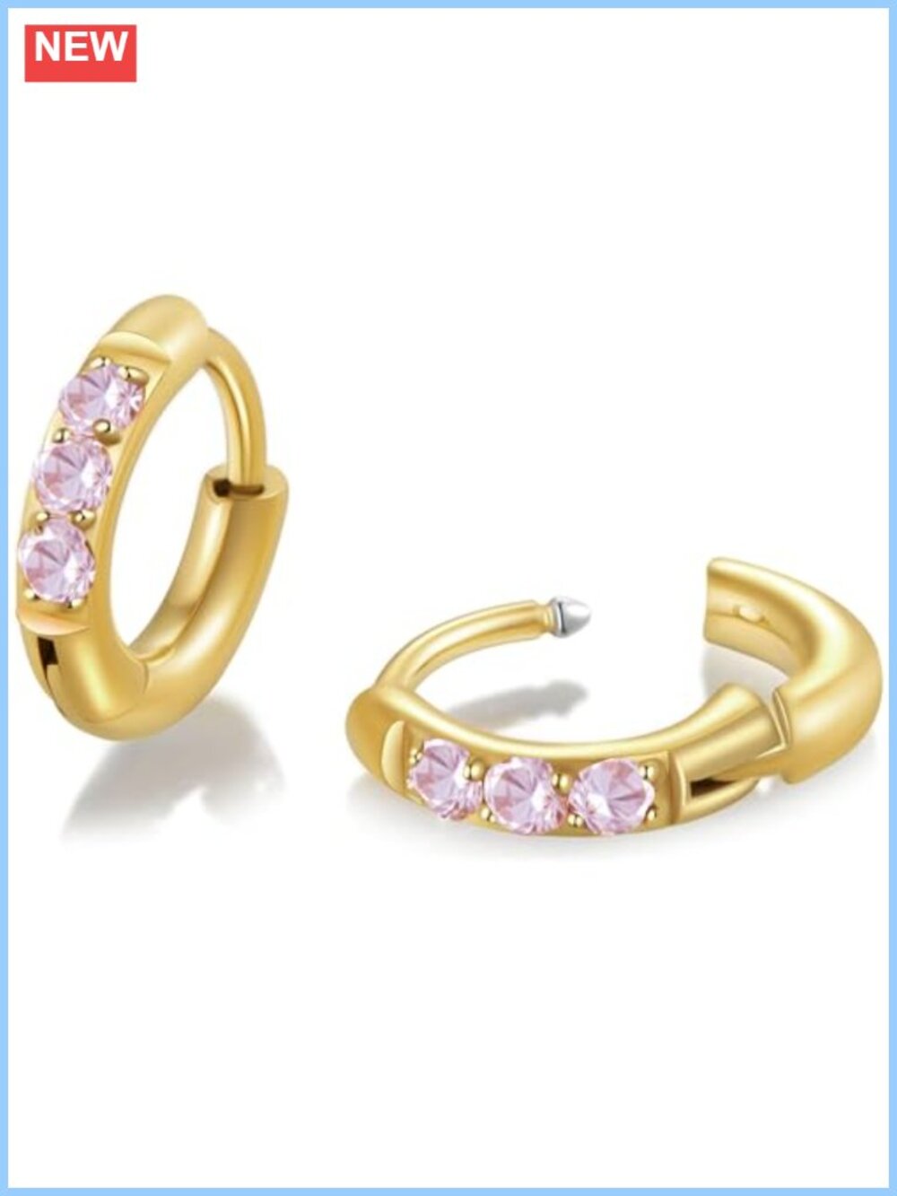 Hypoallergenic Surgical Steel Cubic Zirconia Huggie Hoop Earrings